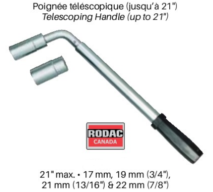 Rodac RD35634 21" Max Telescoping Wrench 17/19/22Mm/3/4'',13/16'' - MPR Tools & Equipment