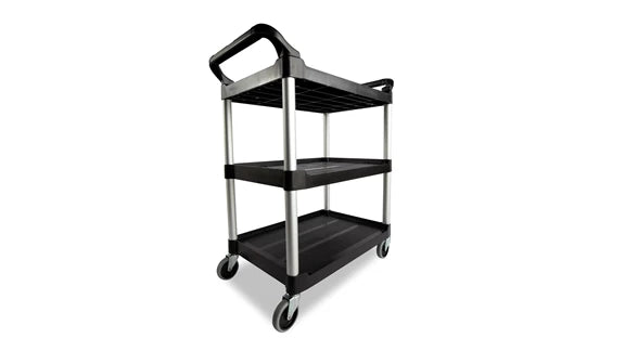 Rubbermaid Commercial Products FG342488BLA Service Utility Cart with 4" Swivel Casters, 200 lb Capacity - Black - MPR Tools & Equipment