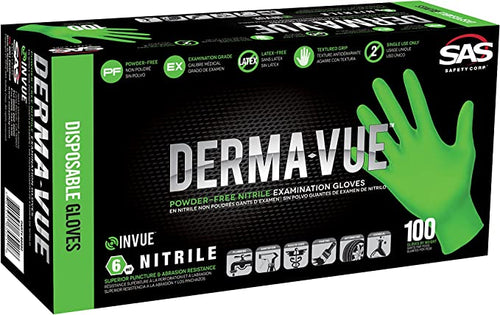 SAS Safety 66551 Derma-Vue Powder-Free Nitrile Gloves (Medium) - MPR Tools & Equipment