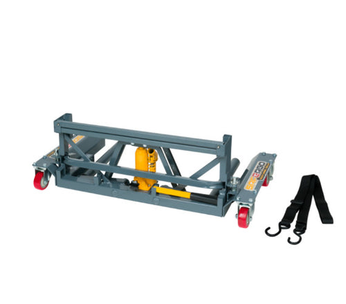 Gaither Tool Y471106 SAFERGO Truck Wheel Dolly shown collapsed flat with carry strap accessory