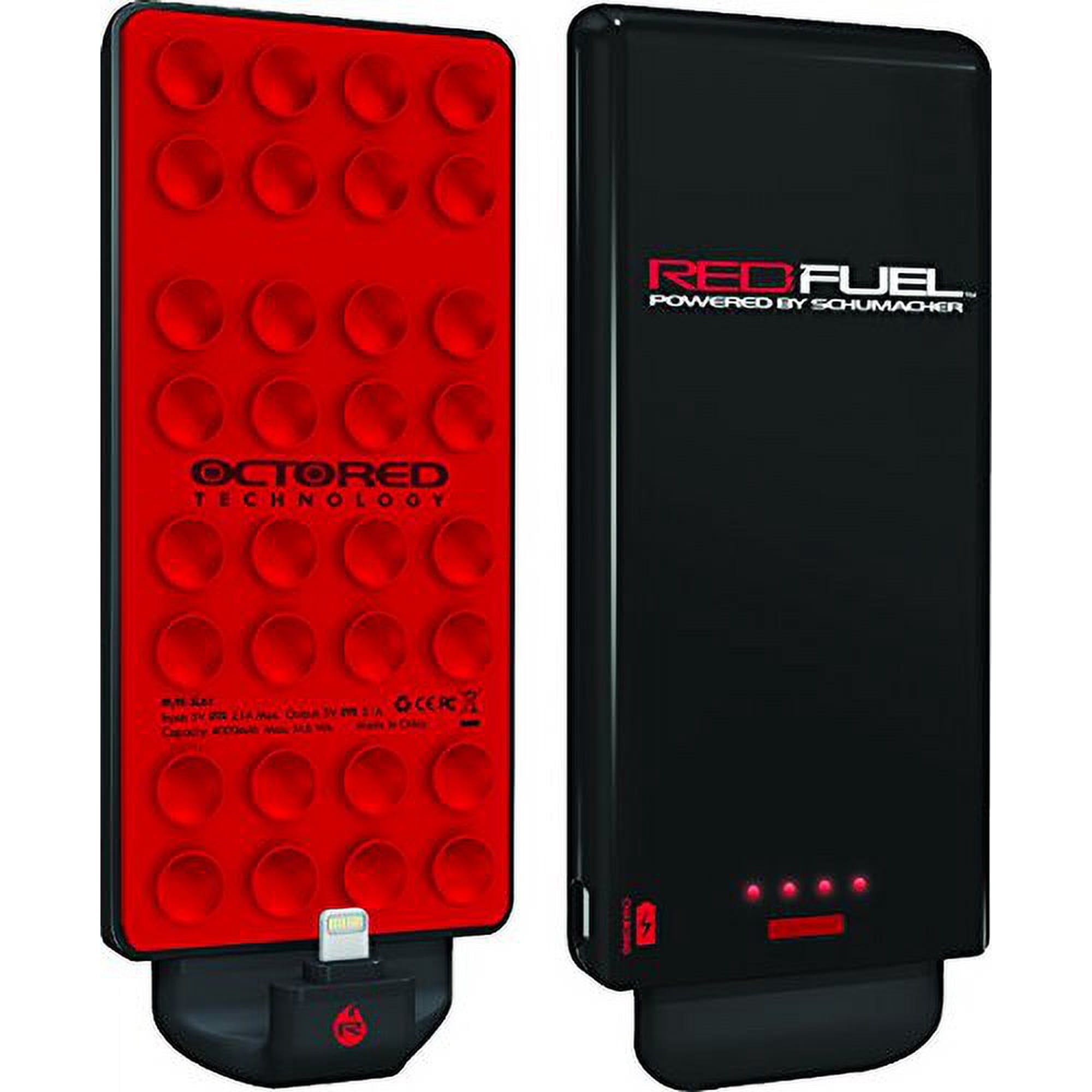 Schumacher Electric SHM-SL61 Red Fuel 4000mAh Portable Charger with Suction Cups - front and back views