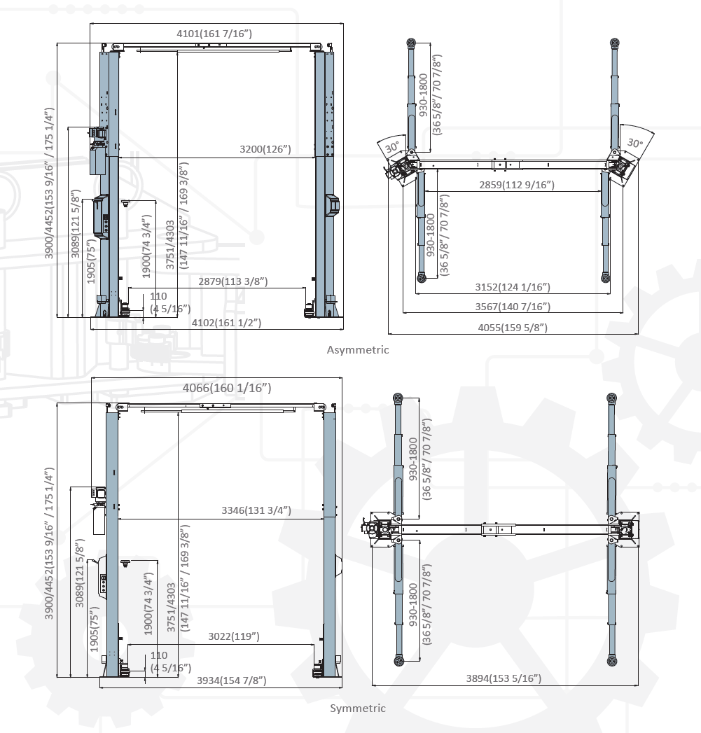 NeoLift NL12 Single-Side Manual Release Two-Post Lift