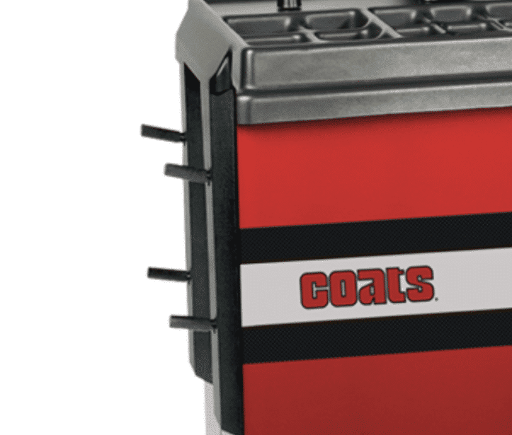 Coats 1300 Wheel Balancer side peg storage and cabinet detail