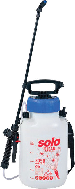 Solo Incorporated 305-B 1.5GAL CLEANLINE SPRAYER, EPDM SEALS (ALKALINE PH-SCALE 7-14), 45 PSI, 20" SPRAY WAND, FLAT SPRAY NOZZLE, SHOULDER STRAP - MPR Tools & Equipment