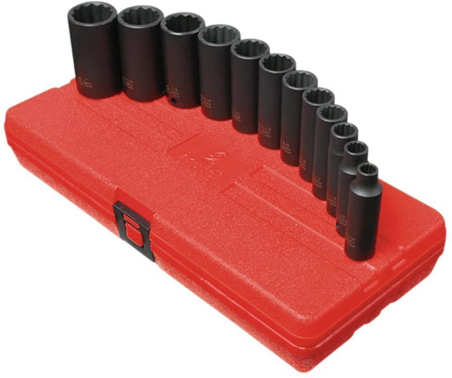 Sunex 3680 12Piece 3/8" Deep Drive SAE 12 Pt. Impact Socket Set - MPR Tools & Equipment