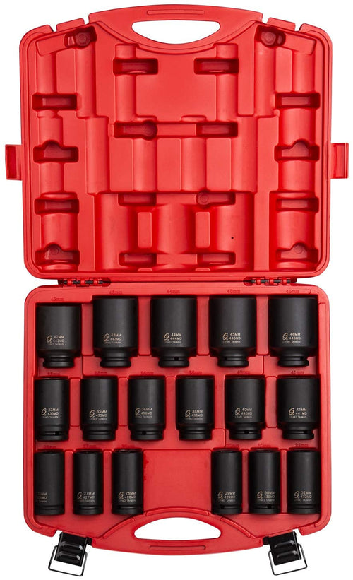 Sunex 4686, 3/4 Inch Drive Deep Impact Socket Set, 17-Piece, Metric, 26mm-44mm, Cr-Mo Alloy Steel, Radius Corner Design, Heavy Duty Storage Case - MPR Tools & Equipment