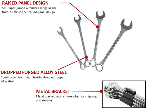 Sunex 9604 Super Jumbo SAE Combination Wrench Set. 4-Piece - MPR Tools & Equipment