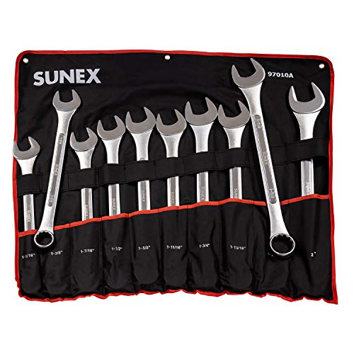 Sunex 97010A 10pc SAE Raised Panel Jumbo Combination Wrench Set - MPR Tools & Equipment