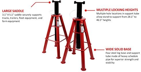 Sunex Tools 1410 10-Ton, High Height, Pin Type, Jack Stands, Pair - MPR Tools & Equipment