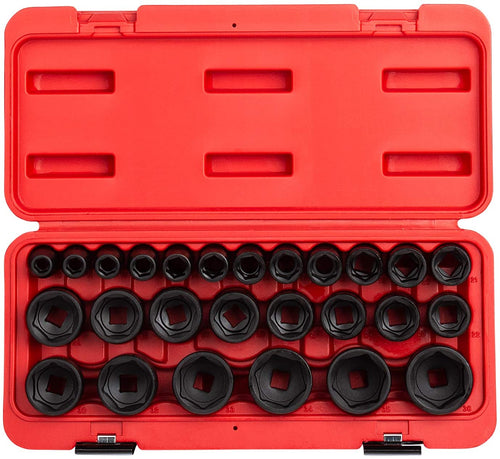 Sunex Tools 26451/2 in. Drive Impact Socket Set, 26 pieces, Metric, 10mm-36mm, Cr-Mo Alloy Steel, Radius Corner Design, Heavy Duty Storage Case - MPR Tools & Equipment