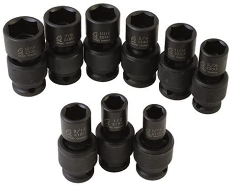 Sunex Tools 2657 1/2 in. Drive Universal Standard Fractional Impact Socket Set, 9 pieces - MPR Tools & Equipment