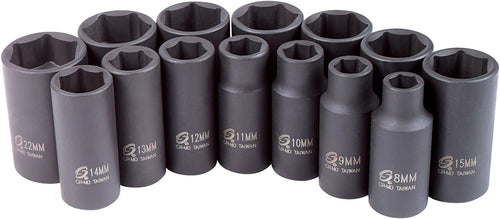 Sunex Tools 3328 14pc. 3/8" Drive Metric Mid-Depth Impact Socket Set - MPR Tools & Equipment