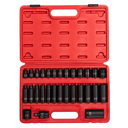 Sunex Tools 3330 3/8" Drive Master Impact Socket Set, 12 Pt., 29Piece, Metric, 8mm-22mm, Standard/Deep, Cr-Mo Steel, Heavy Duty Storage Case, Includes Universal Joint - MPR Tools & Equipment