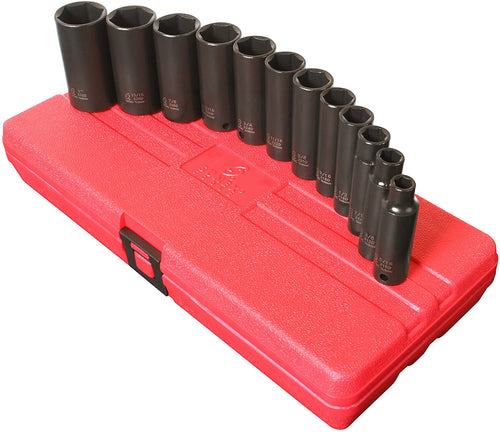 Sunex Tools 3361 SAE Deep Impact 12 pieces Socket Set, 3/8" Drive - MPR Tools & Equipment