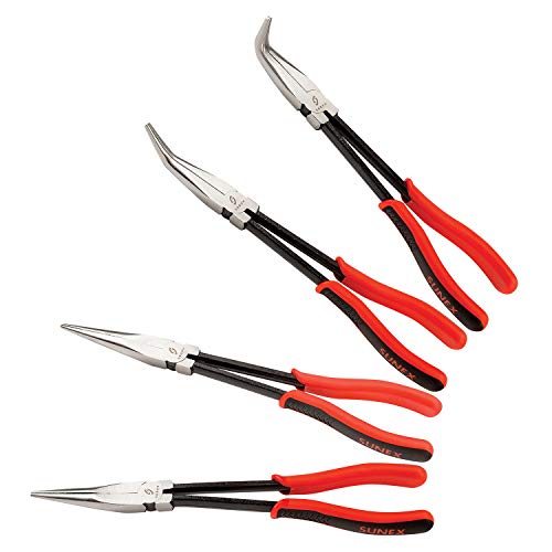 Sunex Tools 3600V 11" Long Reach Straight Pliers Set, 90° Bent Nose Pliers, 45° Bent Nose Pliers, 20° Bent Nose Pliers, 4Piece - MPR Tools & Equipment