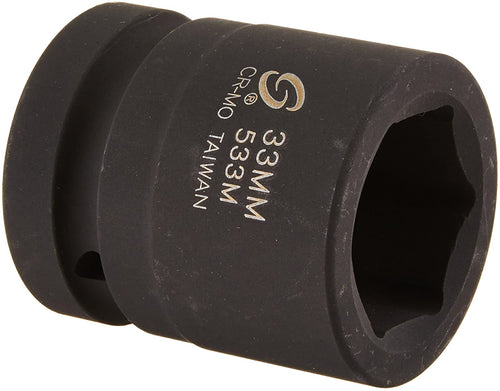 Sunex Tools 533M 1 in. Drive Standard 6 Point Metric Impact Socket, 33-mm - MPR Tools & Equipment