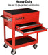 Sunex Tools 8035R Red Compact Slide Utility Cart, Locking Slide Top, Swivel/Locking Casters, 18 Gauge Steel, Latching Drawers, 450-Pound Capacity - MPR Tools & Equipment