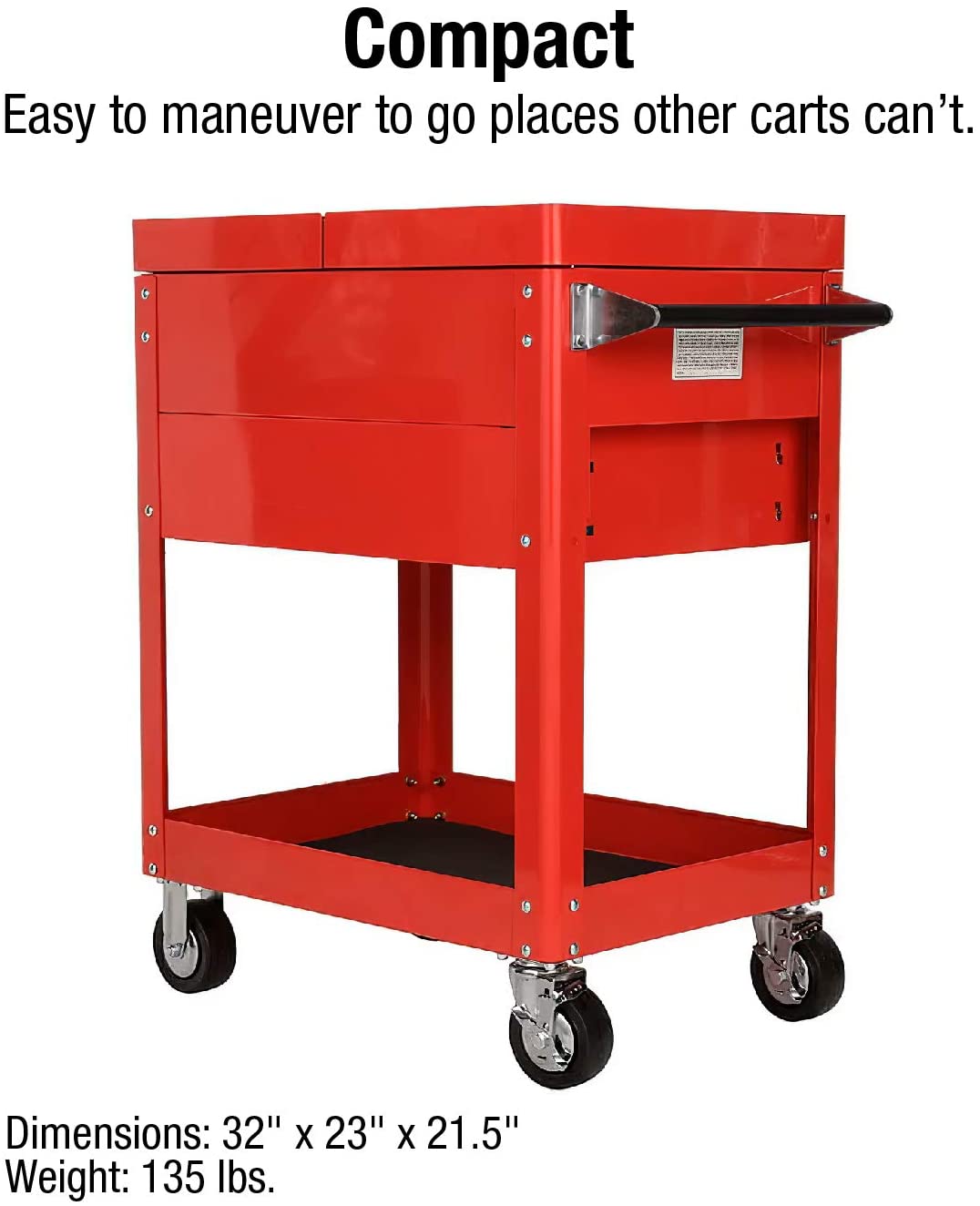 Sunex Tools 8035R Red Compact Slide Utility Cart, Locking Slide Top, Swivel/Locking Casters, 18 Gauge Steel, Latching Drawers, 450-Pound Capacity - MPR Tools & Equipment