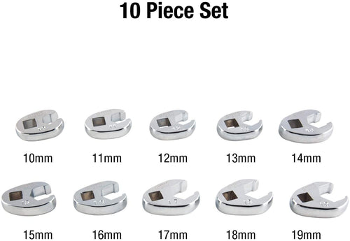 Sunex Tools 9710M 3/8-Inch Drive Metric Crowfoot Flare Nut Wrench Set. Size-10 - Size 19. 10-Piece - MPR Tools & Equipment