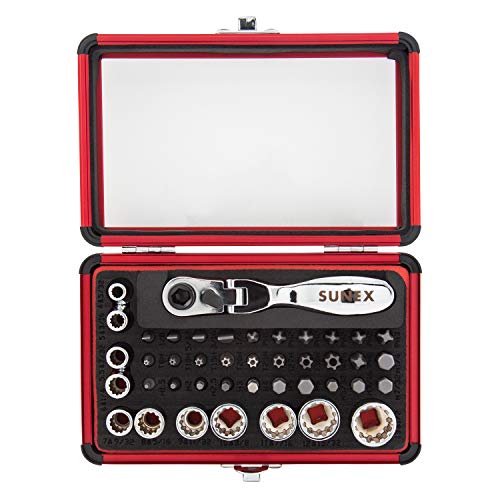 Sunex Tools 9732 44Pc 1/4" Dr Mini Dual Flex Head RATCHET W Socket & Bit Set - MPR Tools & Equipment