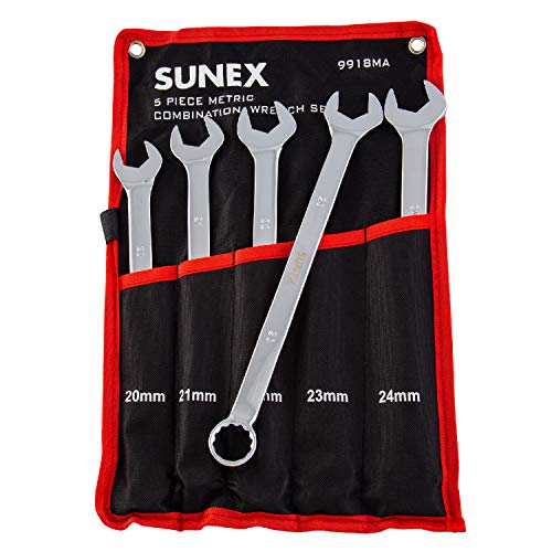 Sunex Tools 9918M V-Groove Metric Combination Wrench Set, 5 Piece CRV - MPR Tools & Equipment