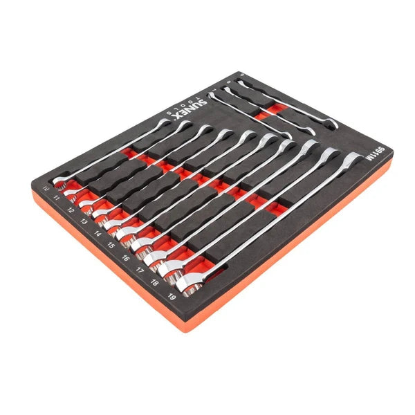 Sunex 9911M 13-Piece Metric V-Groove Combination Wrench Set in EVA Foam, 7mm-19mm