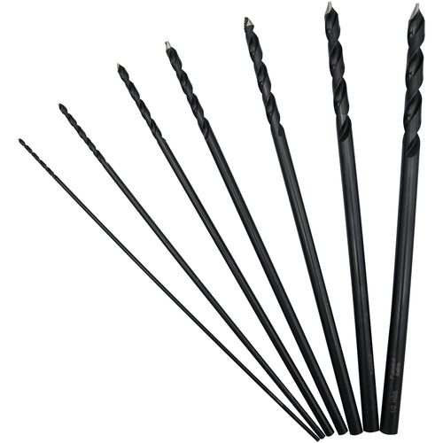 Astro Pneumatic AST-TS7 ONYX 7pc TurboStep Aircraft Length Drill Bit Set - fan arrangement on white background