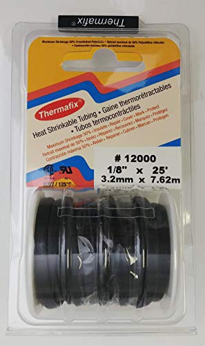 Thermafix 12000 Single Wall Heat Shrinkable Tubing - TFX 1/8" X 25' Black Spool - MPR Tools & Equipment