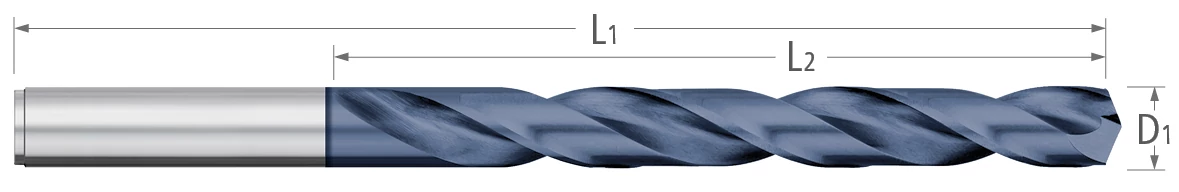 Titan Tools CD60724 Cobalt Drill Bit Dimension Diagram showing overall length, flute length, and diameter