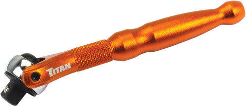 Titan Tools 11322 4" LONG 1/4" DRIVE ALUMINUM SWIVEL HEAD 90-TOOTH MICRO RATCHET, ORANGE - MPR Tools & Equipment