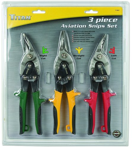 Titan Tools 11463 3 pieces Aviation Snip Set (Right, Left & Straight Cut) - MPR Tools & Equipment