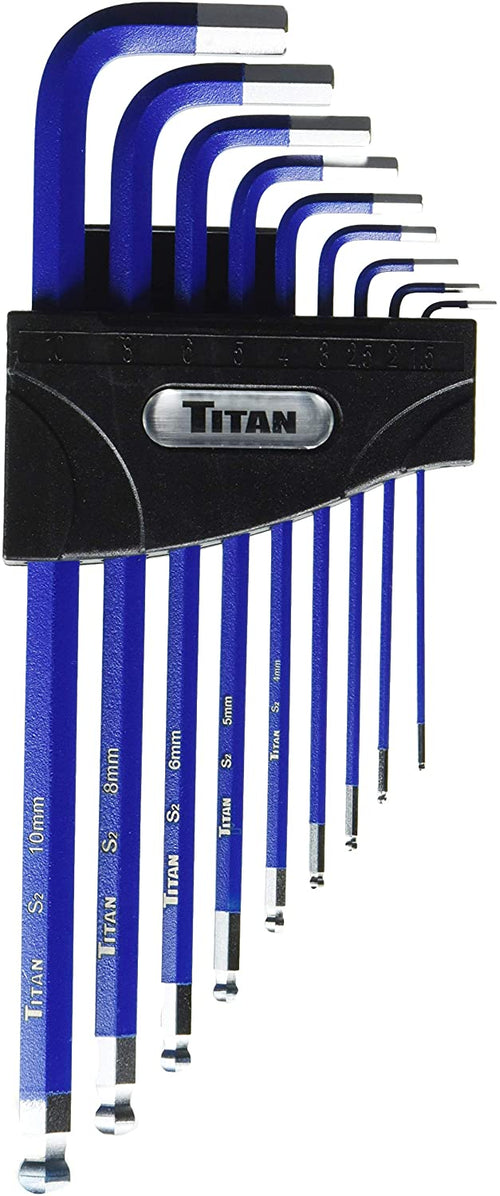 Titan Tools 12714 9 pieces Metric Extra Long Ball End Hex Key Set - MPR Tools & Equipment