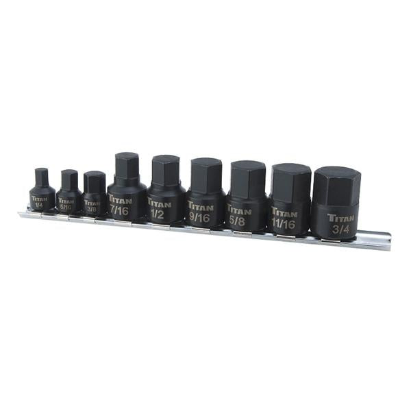 Titan Tools 16140 9 Pc. Stubby SAE Hex Bit Socket Set - MPR Tools & Equipment