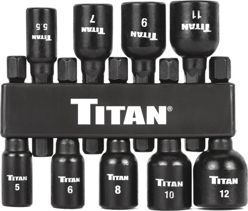 Titan Tools 16297 9pc Magnetic Metric Impact Nut Driver Kit, 5mm-12mm - MPR Tools & Equipment