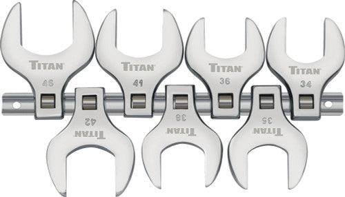 Titan Tools 17670 7pc 1/2" Drive Metric Jumbo Crowfoot Wrench Set, 34mm-46mm - MPR Tools & Equipment