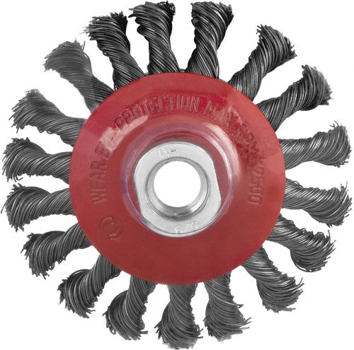 Titan Tools 22214 4" Knotted Bevel Wire Wheel, 5/8"-11 Arbor Size, 12,500 Rpm - MPR Tools & Equipment