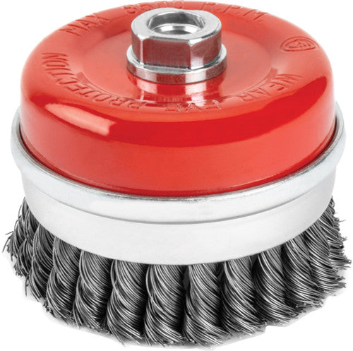 Titan Tools 22239 4" Knotted Wire Cup Brush, 5/8"-11 Arbor Size, 12,500 Rpm - MPR Tools & Equipment