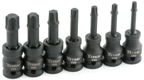 Titan Tools 42977 7 Pc. 1/2 In. Drive Impact Star Bit Socket Set - MPR Tools & Equipment