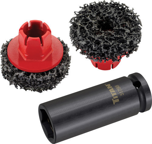 Titan Tools 51798 1/2" Drive Hub Cleaning Tool with (2) 2" Abrasive Cleaning Pads - MPR Tools & Equipment