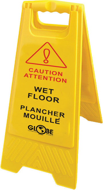 Tobeq 137112 WET FLOOR SAFETY SIGN, ENGLISH/FRENCH - MPR Tools & Equipment