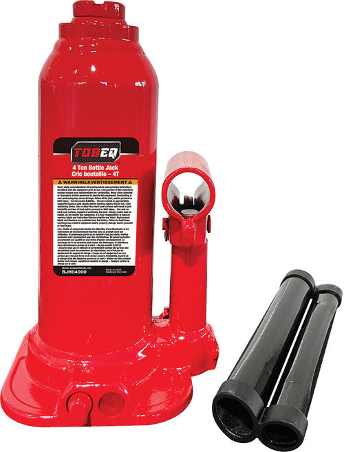 Tobeq BJH04000 4-TON HYDRAULIC BOTTLE JACK, MIN/MAX HEIGHT: 7.7" - 14.7" - MPR Tools & Equipment