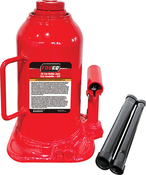 Tobeq BJH20000 20-TON HYDRAULIC BOTTLE JACK, MIN/MAX HEIGHT: 9.6" - 17.5" - MPR Tools & Equipment