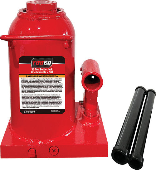 Tobeq BJH30000 30-TON HYDRAULIC BOTTLE JACK, MIN/MAX HEIGHT: 10" - 17.9" - MPR Tools & Equipment