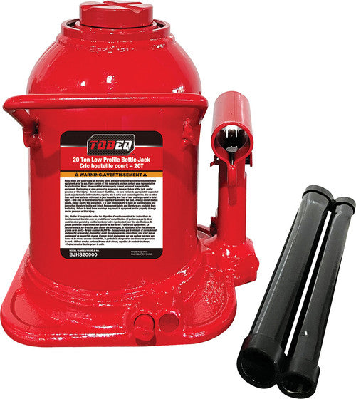 Tobeq BJHS20000 20-TON SHORTY HYDRAULIC BOTTLE JACK, MIN/MAX HEIGHT: 7.5" - 13.4" - MPR Tools & Equipment