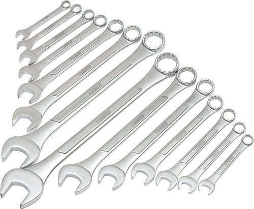 Tobeq CWFK6014 14-Piece SAE Raised Panel Combination Wrench Set, 3/8" to 1-1/4", with Roll Pouch - MPR Tools & Equipment