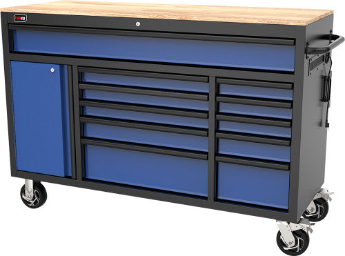 Tobeq RCBT611123BLBK 61" 11-Drawer Roller Cabinet (Blue/Black) - MPR Tools & Equipment