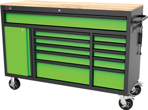 Tobeq RCBT611123LGBK 61" 11-Drawer Roller Cabinet, Lime Green/Black - MPR Tools & Equipment