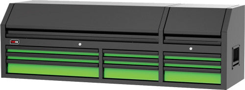 Tobeq TCBT720923LGBK 72" 9-DRAWER TOP CHEST, LIME GREEN/BLACK - MPR Tools & Equipment