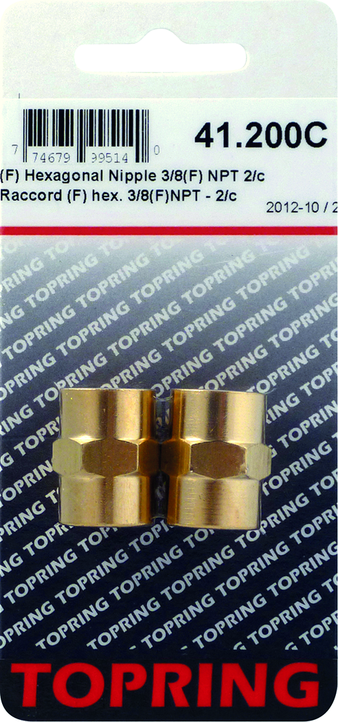 Topring 200C (F) Hexagonal Coupling 3/8(F)Npt 2Pcs/C - MPR Tools & Equipment