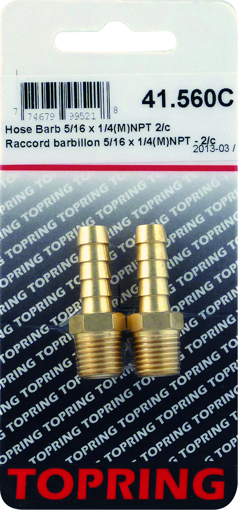 Topring 560C Hose Barb 5/16 X 1/4(M)Npt 2Pcs/C - MPR Tools & Equipment